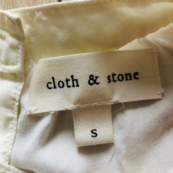 Anthropologie Cloth & Stone Cotton Ruffled Mock Neck Sleeveless Top in Off White - Picture 9 of 9